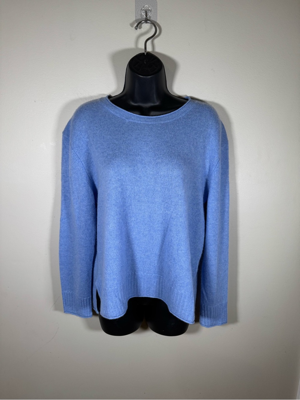 Rachel Zoe 100% 2-Ply Cashmere Blue Crewneck Sweater Size Medium